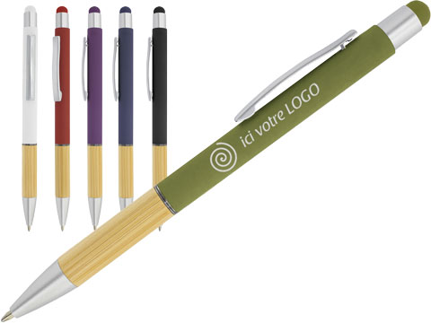 stylo publicitaire en métal et bambou